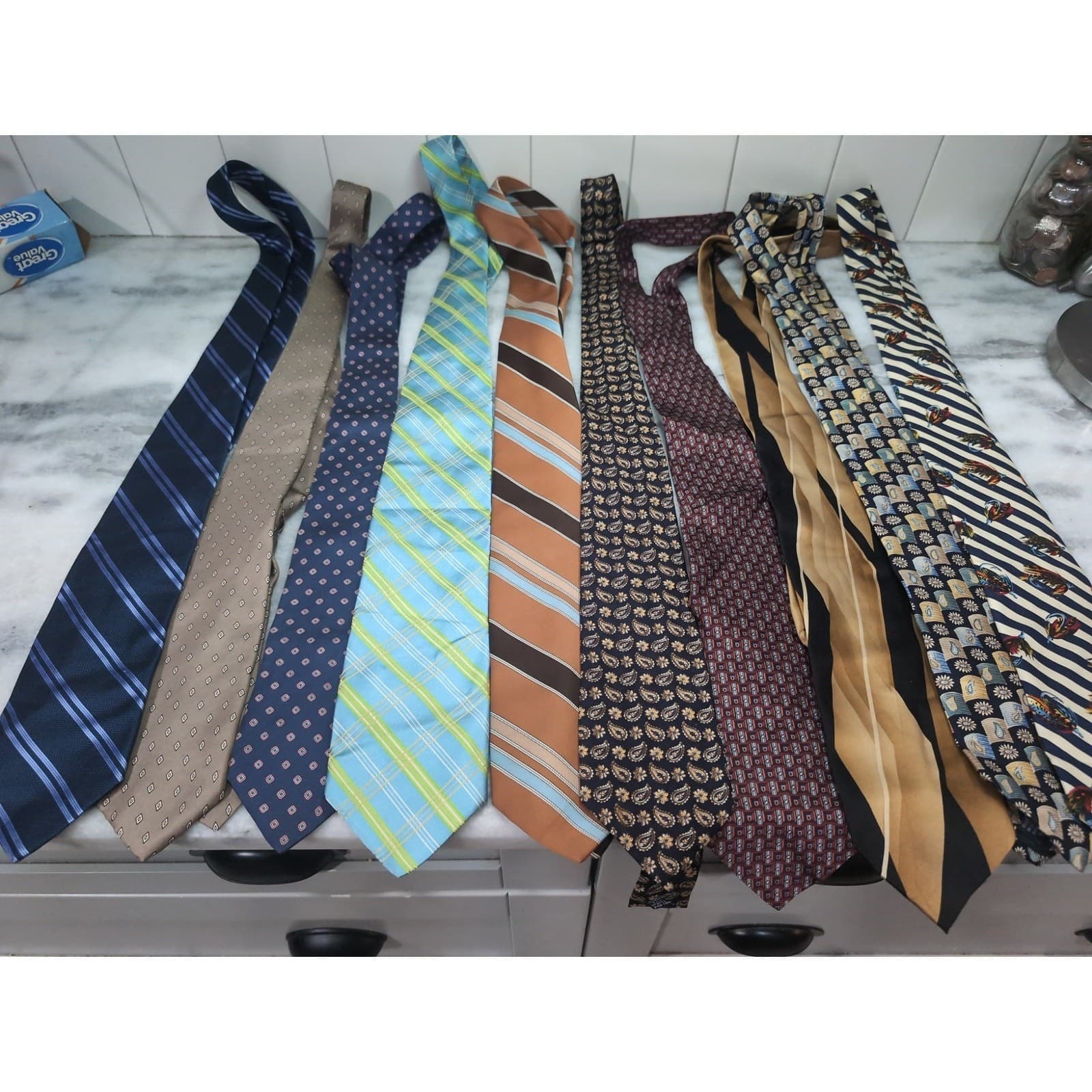 Men's Necktie Bundle, Lands End Stafford Ike Behar Oleg Cassini, Mixed Patterns