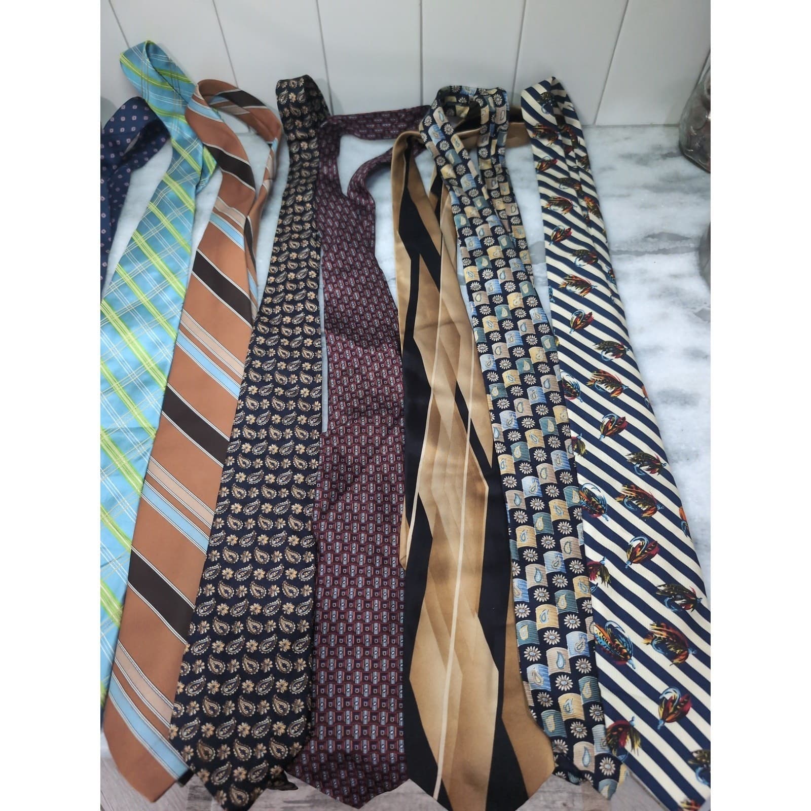 Men's Necktie Bundle, Lands End Stafford Ike Behar Oleg Cassini, Mixed Patterns - Thumbnail 3