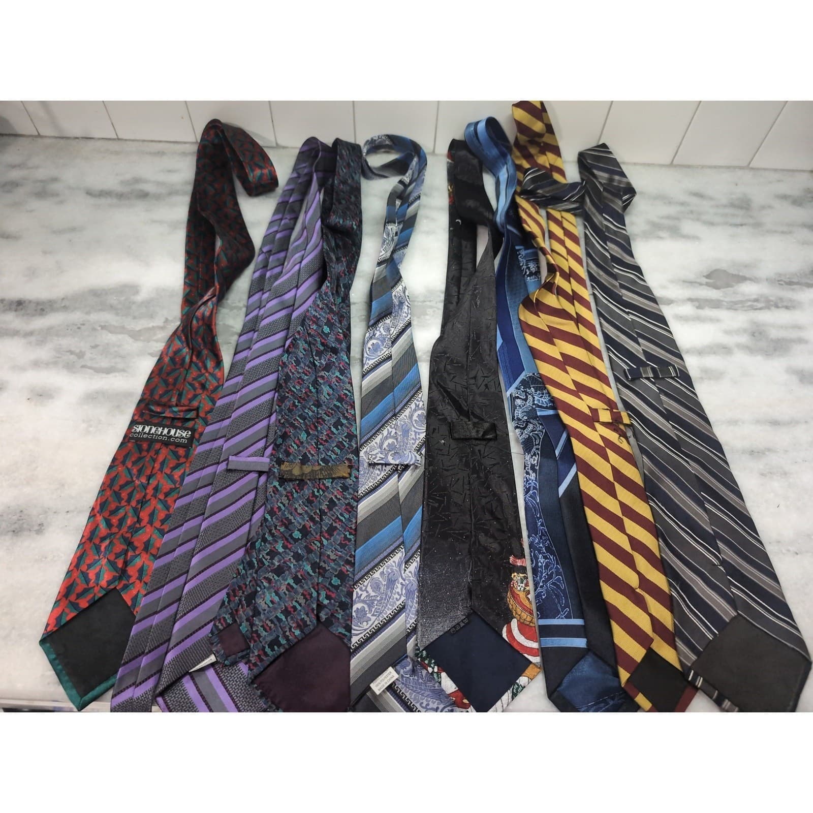 Men's Necktie Bundle, Christmas Holiday Striped Paisley Silk Blend Ties, #8 - Thumbnail 4