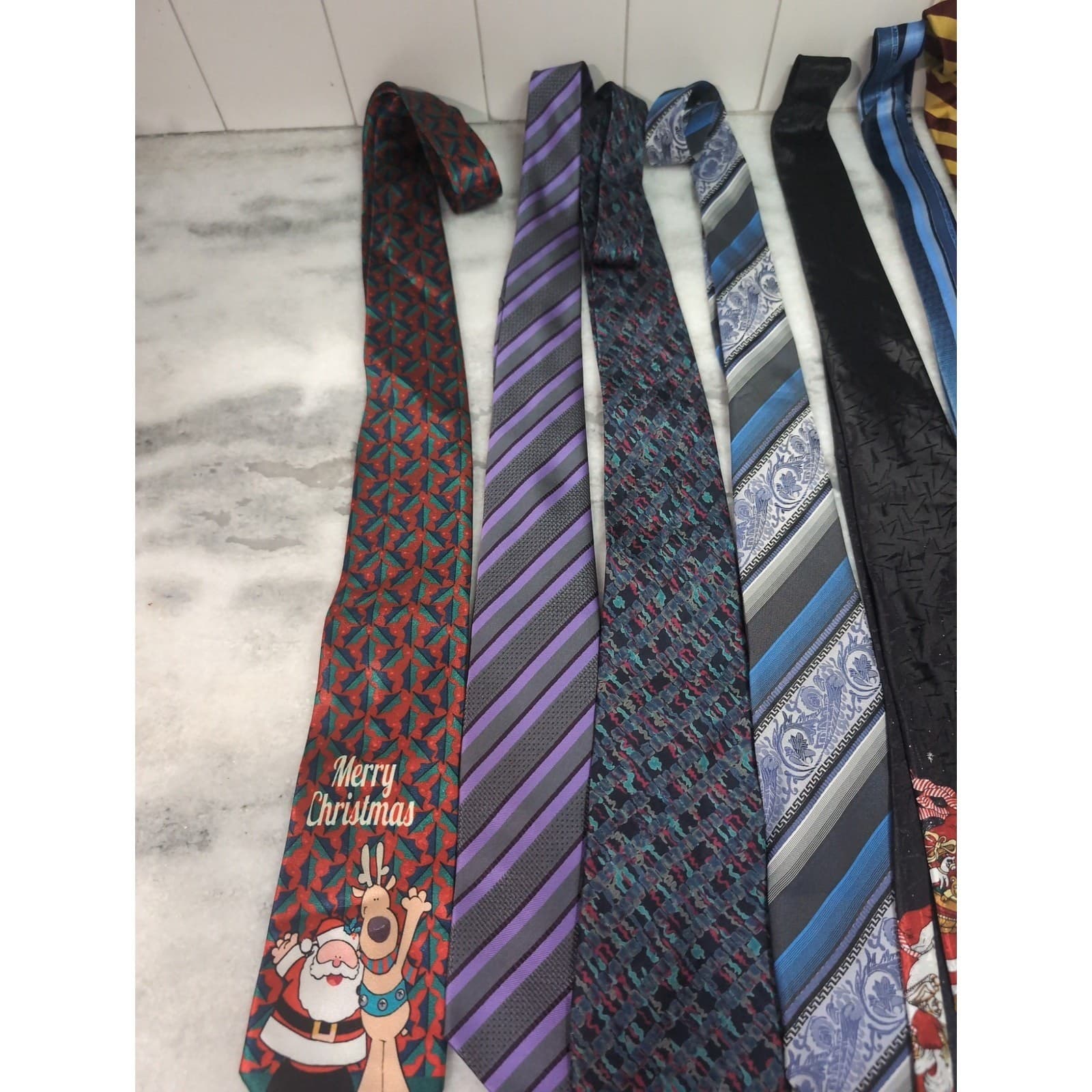 Men's Necktie Bundle, Christmas Holiday Striped Paisley Silk Blend Ties, #8 - Thumbnail 2