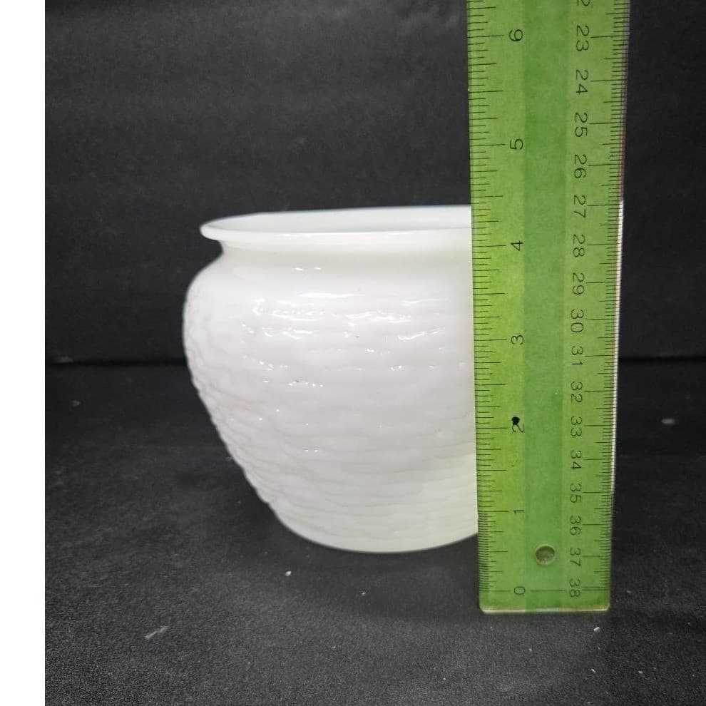 National Potteries White Milk Glass Vase, Vintage Decor, Replacement Centerpiece - Thumbnail 10