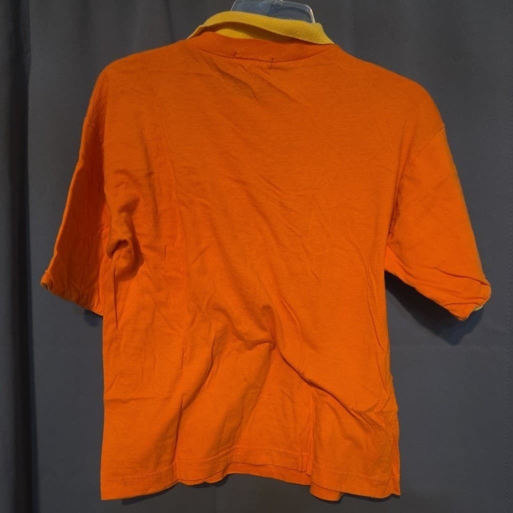 Upper Level Womens Orange Yellow Contrast Collar Short Sleeve Polo Shirt Medium - Thumbnail 4