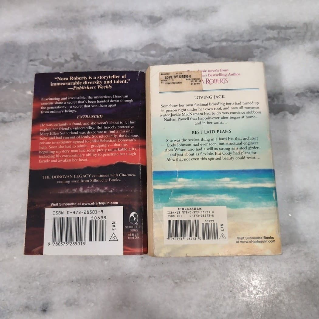Nora Roberts Romance Book Lot, Entranced & Love by Design Silhouette PB Vintage - Thumbnail 4