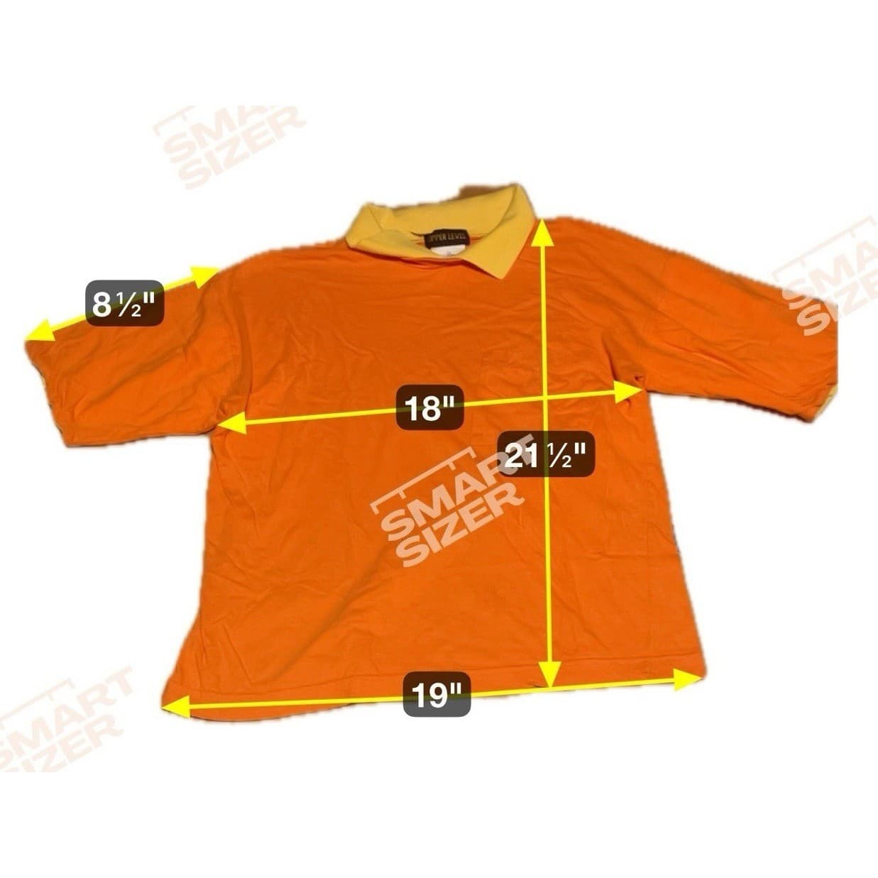 Upper Level Womens Orange Yellow Contrast Collar Short Sleeve Polo Shirt Medium - Thumbnail 2