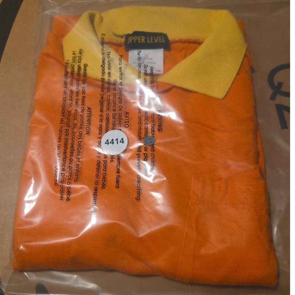 Upper Level Womens Orange Yellow Contrast Collar Short Sleeve Polo Shirt Medium - Thumbnail 8