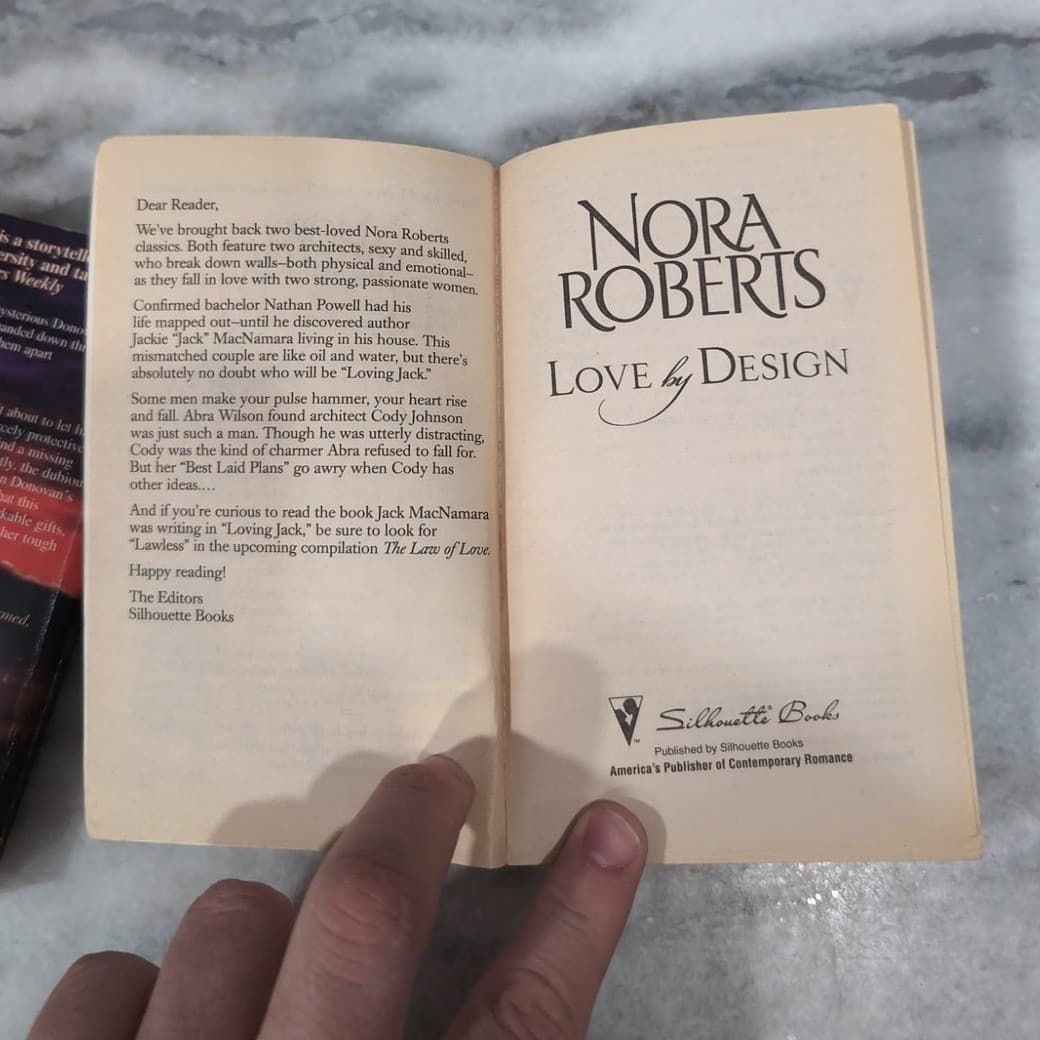 Nora Roberts Romance Book Lot, Entranced & Love by Design Silhouette PB Vintage - Thumbnail 6