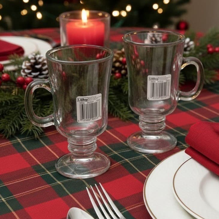 Libbey Irish Coffee Mugs, Set of 2, Vintage Footed Pedestal Glasses, Drinkware