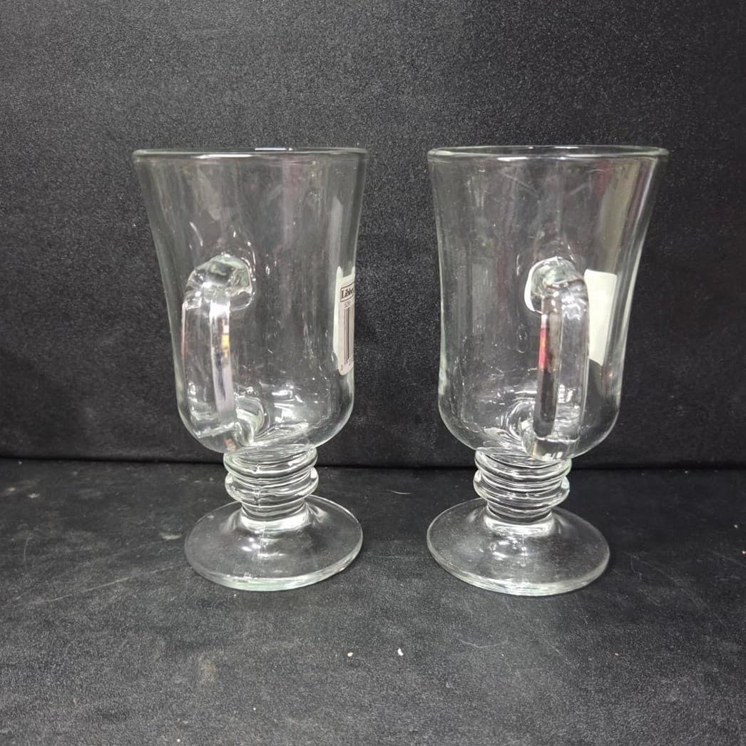 Libbey Irish Coffee Mugs, Set of 2, Vintage Footed Pedestal Glasses, Drinkware - Thumbnail 4