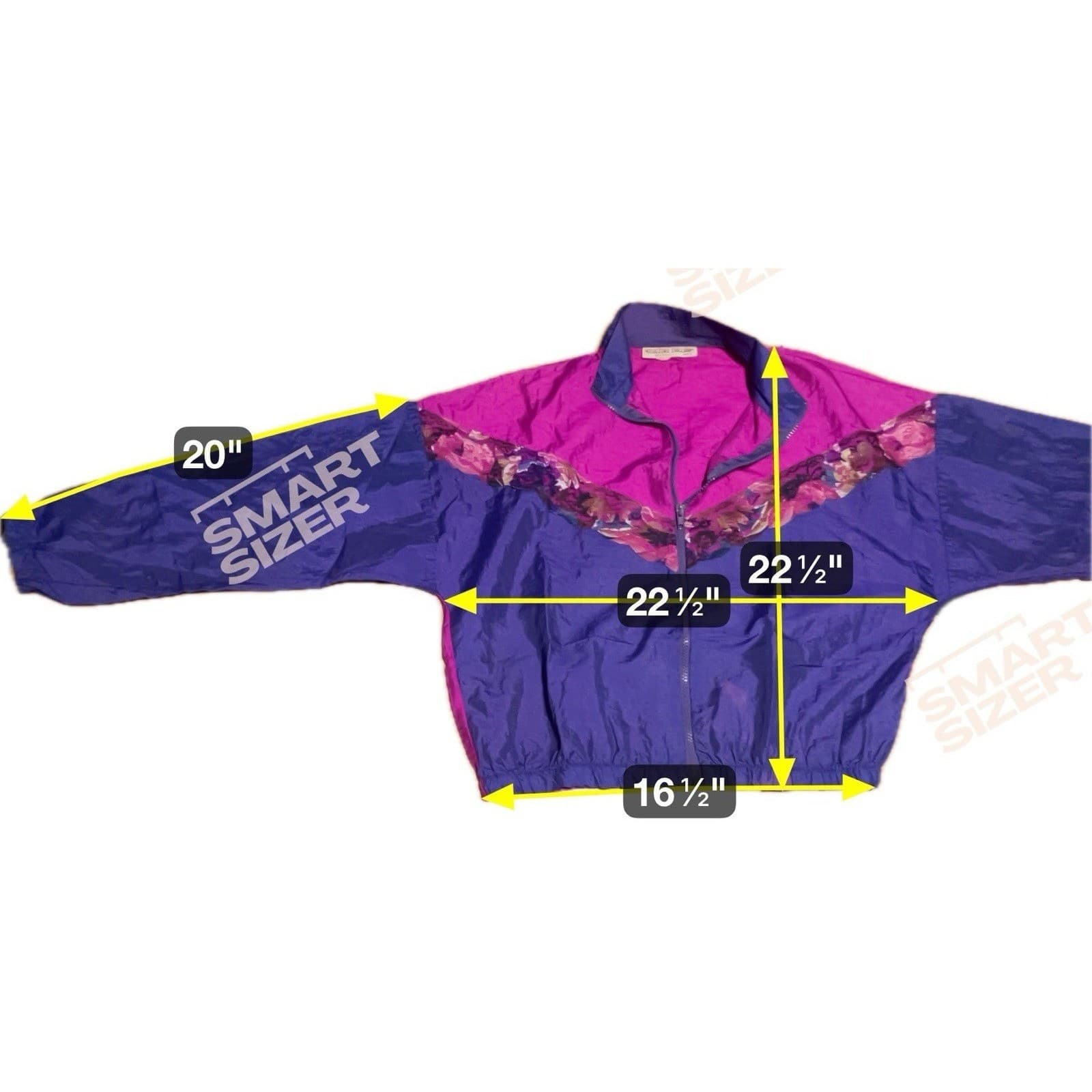 Michel Nicole Vintage Colorblock Windbreaker Jacket Purple Magenta Floral Lace - Thumbnail 2