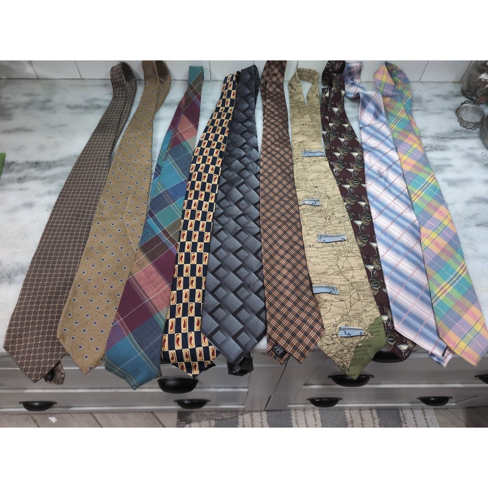 Mens Designer Necktie Bundle, Lot of 10, Perry Ellis Structure Churchill, #13