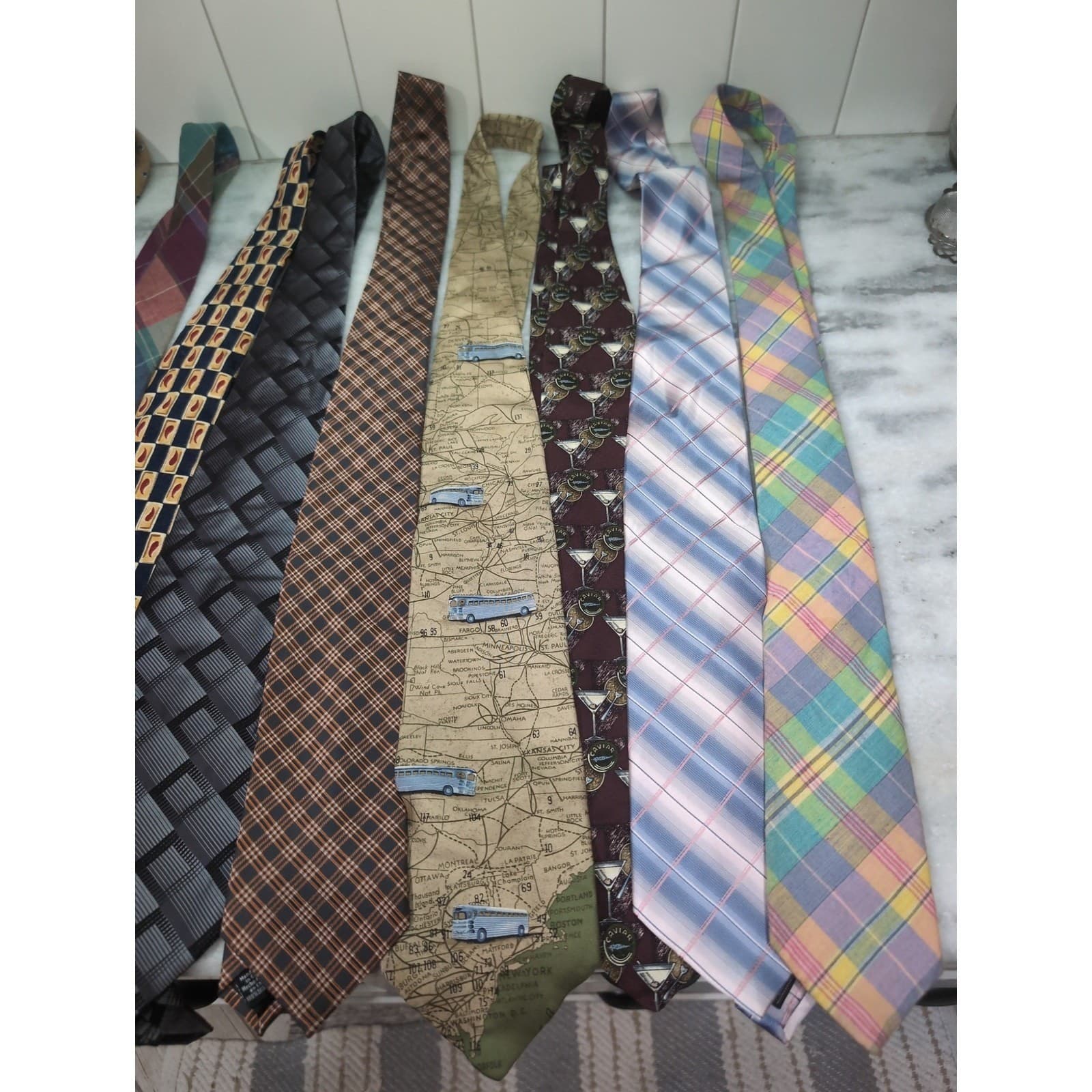 Mens Designer Necktie Bundle, Lot of 10, Perry Ellis Structure Churchill, #13 - Thumbnail 3