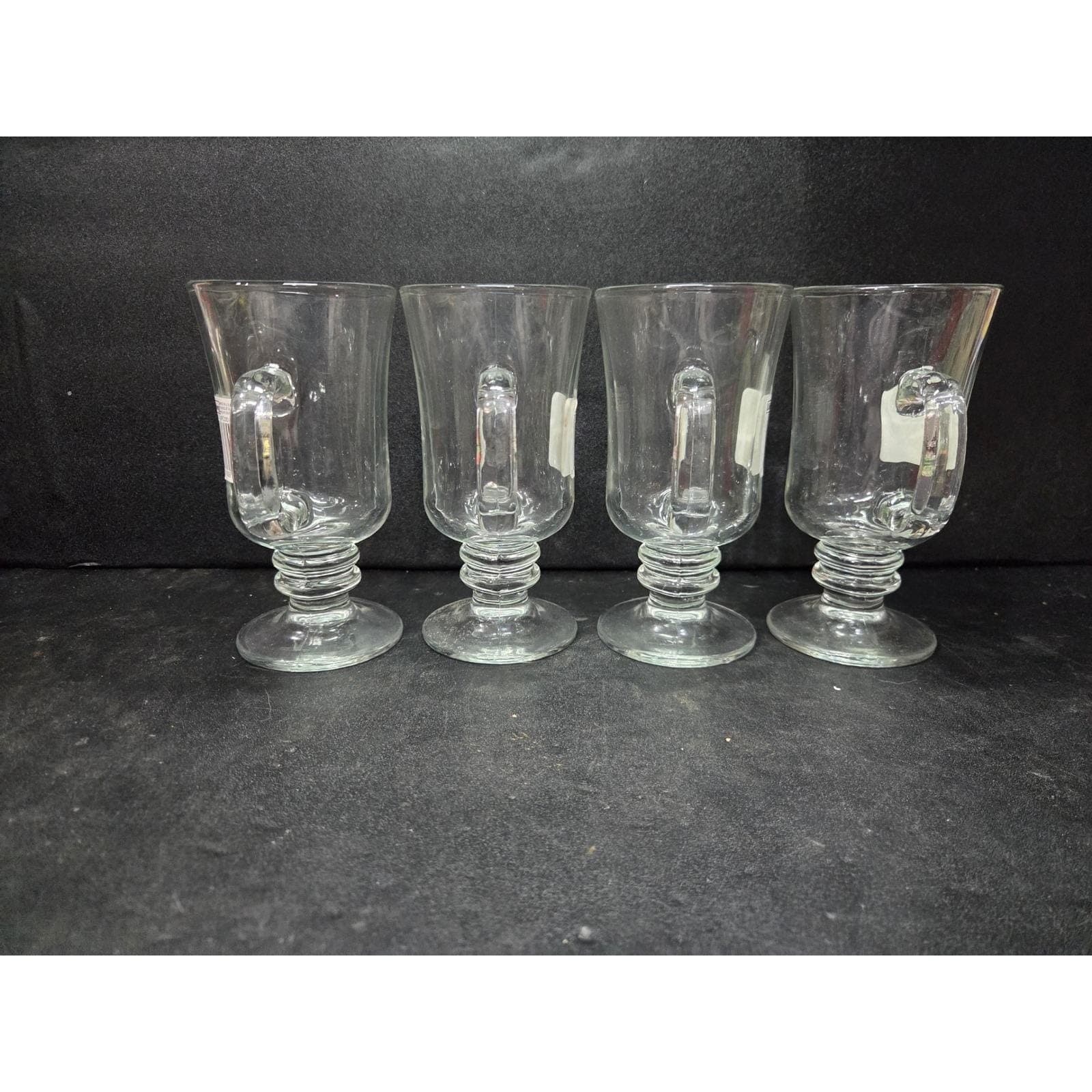 Libbey Clear Glass Irish Coffee Mugs, Set of 4, Vintage Footed Pedestal Glasses - Thumbnail 2