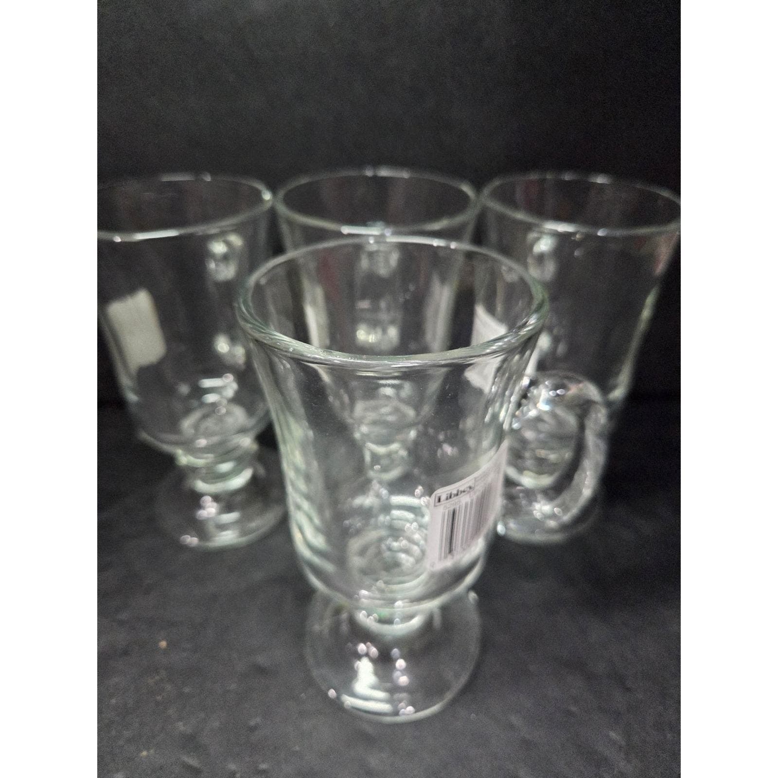 Libbey Clear Glass Irish Coffee Mugs, Set of 4, Vintage Footed Pedestal Glasses - Thumbnail 5