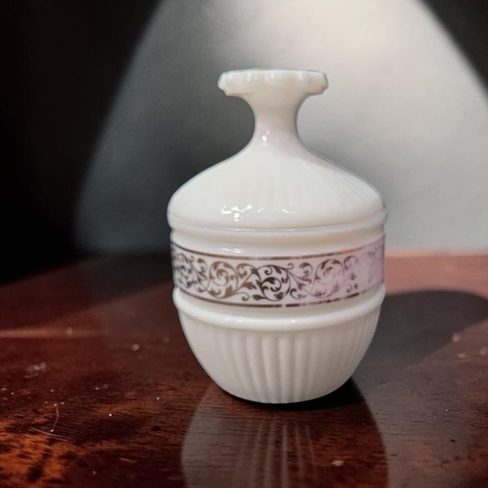 Avon White Lidded Trinket Dish, Vintage Candle Holder, Replacement Vanity Decor