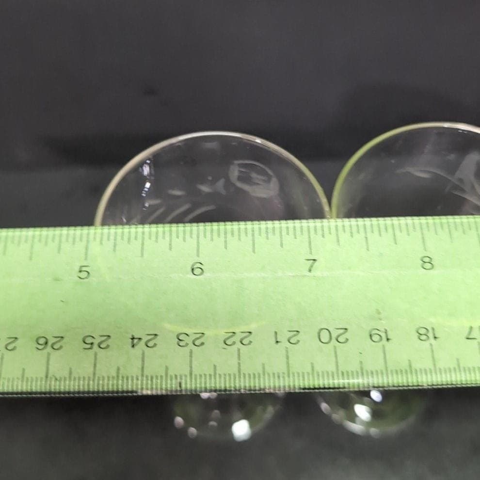 Rose Etched Glass Cordials, Set of 2, Floral Liqueur Glasses, Vintage Stemware - Thumbnail 10