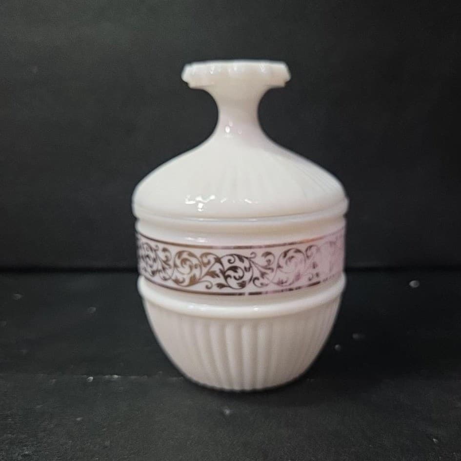 Avon White Lidded Trinket Dish, Vintage Candle Holder, Replacement Vanity Decor - Thumbnail 2