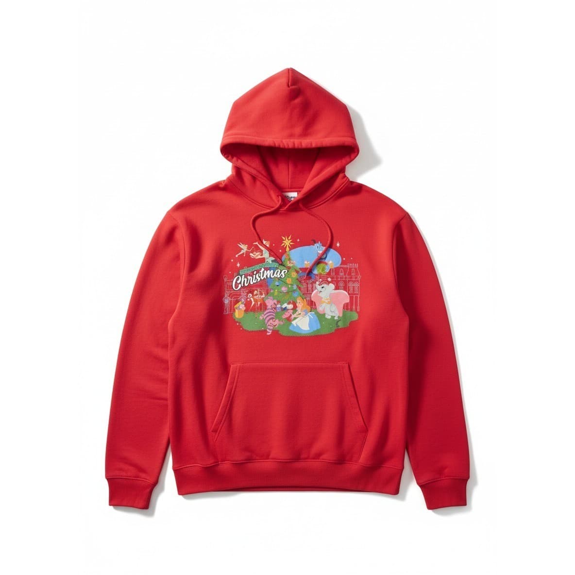 Disney Christmas Hoodie Red Graphic Pullover XL Alice Genie Dumbo Peter Pan