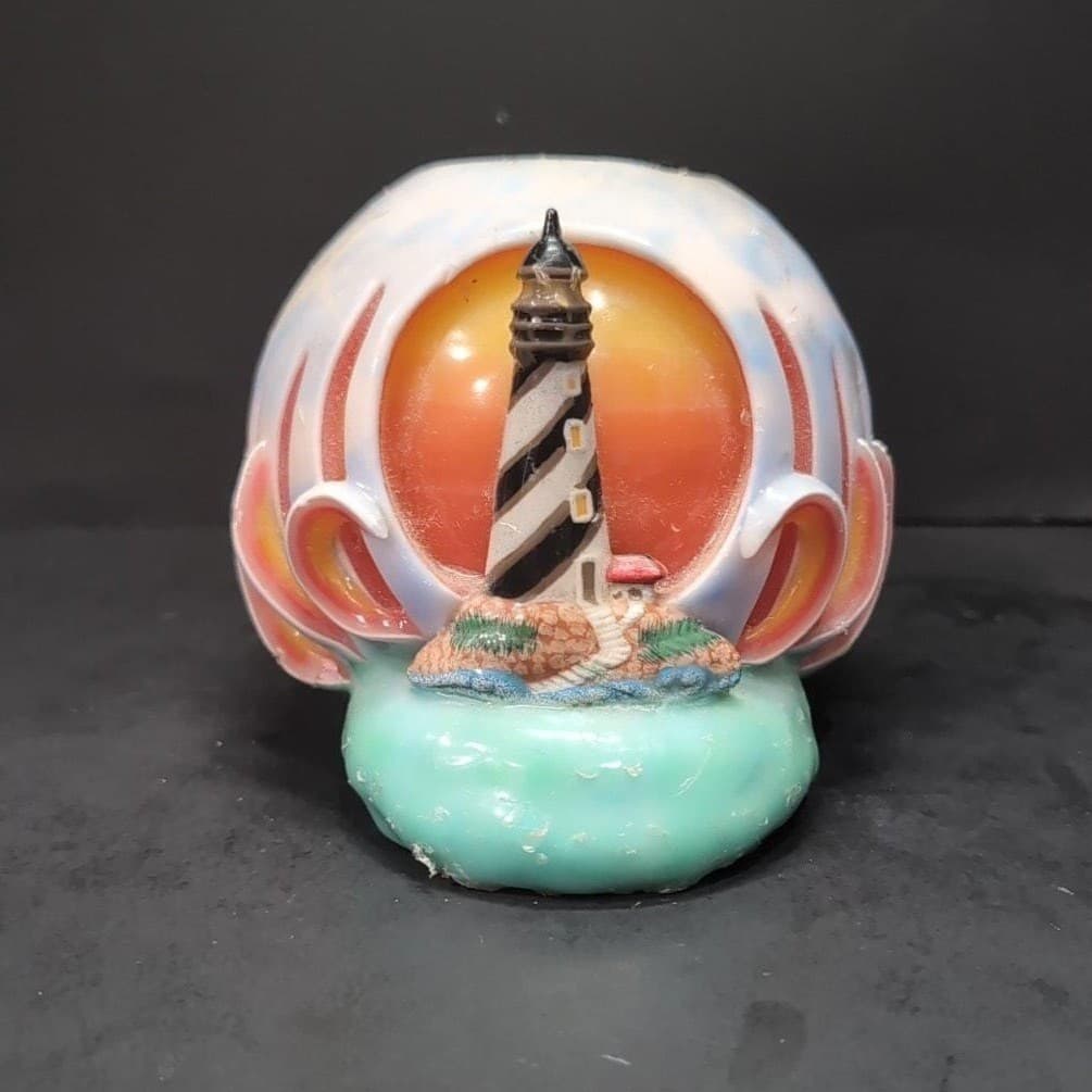 Lighthouse By the Sea Layered Candle, Nautical Coastal Centerpiece, Beach House - Thumbnail 2