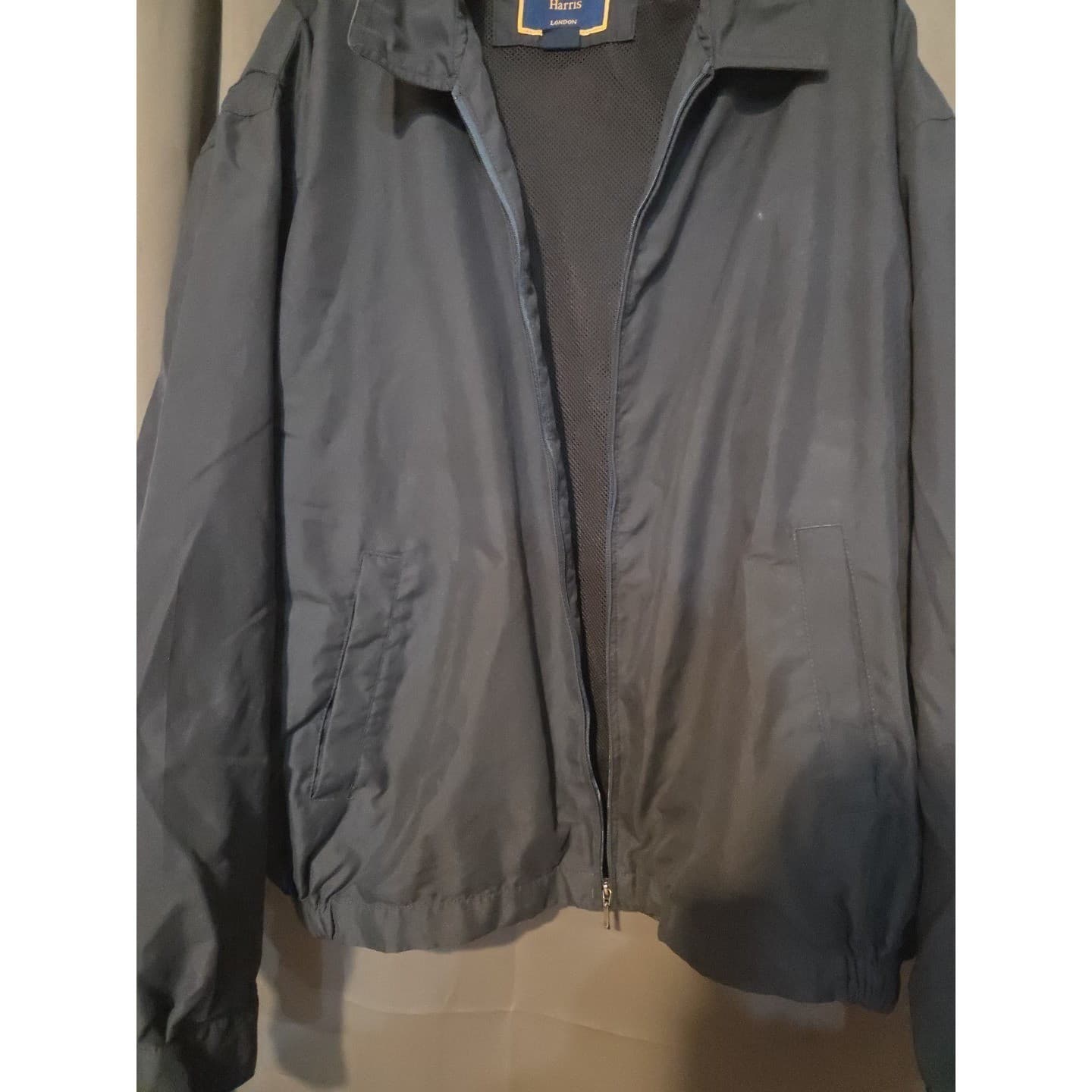 T. Harris London Navy Blue Harrington Jacket Full Zip, Men's XL Windbreaker - Thumbnail 6
