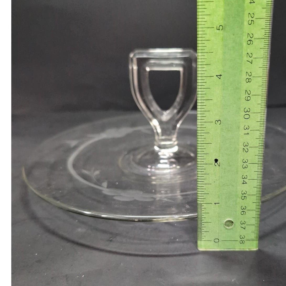 Crystal Clear Tidbit Snack Platter Tray, Vintage Sandwich Dish, Center Handle - Thumbnail 6