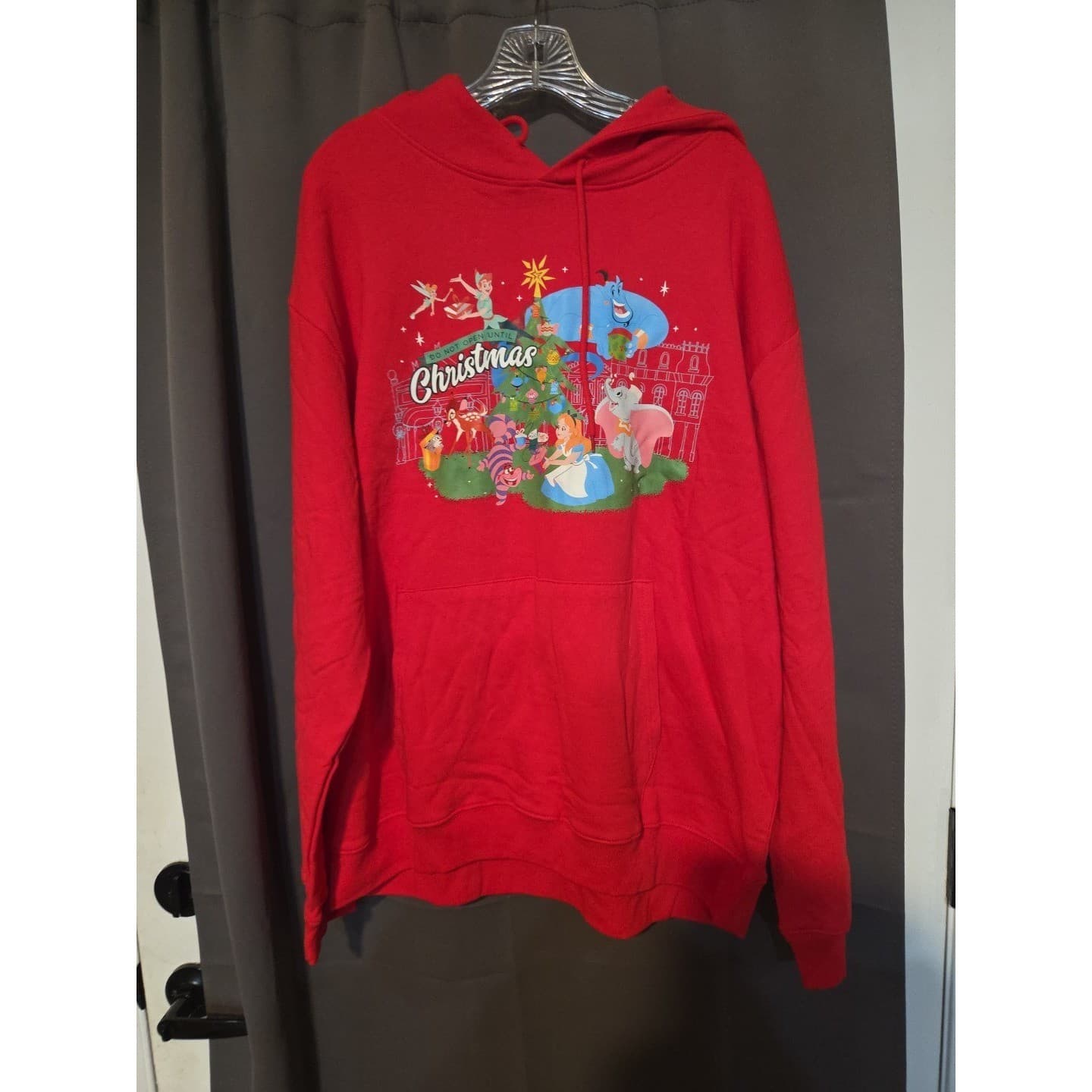 Disney Christmas Hoodie Red Graphic Pullover XL Alice Genie Dumbo Peter Pan - Thumbnail 3