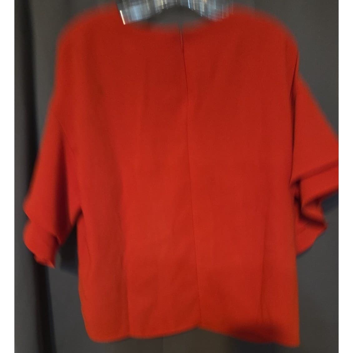 H&M Red Orange Tiered Ruffle Sleeve Blouse Top, Woman's Size 6, 05953867 - Thumbnail 4
