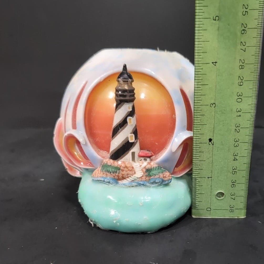Lighthouse By the Sea Layered Candle, Nautical Coastal Centerpiece, Beach House - Thumbnail 8
