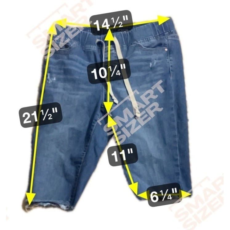Energie Denim Bermuda Shorts, Medium Wash Elastic Waist, Woman's Size 9, Raw Hem - Thumbnail 2