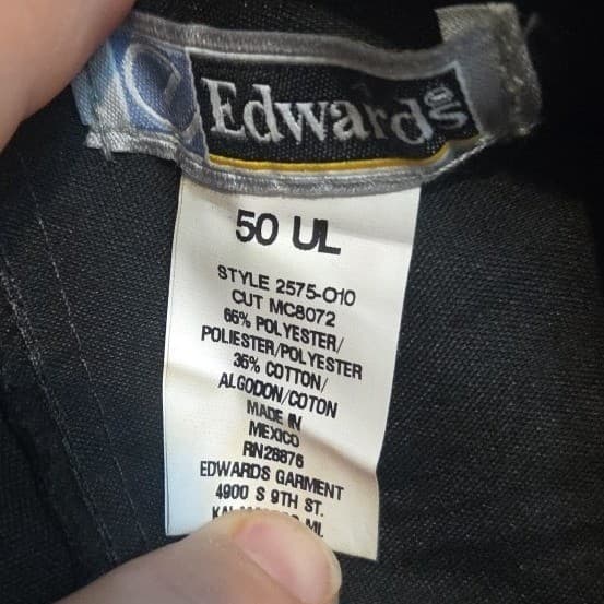 Edwards Black Cargo Pants, Men's Size 50 UL, Workwear Uniform Style, 2575-010 - Thumbnail 7
