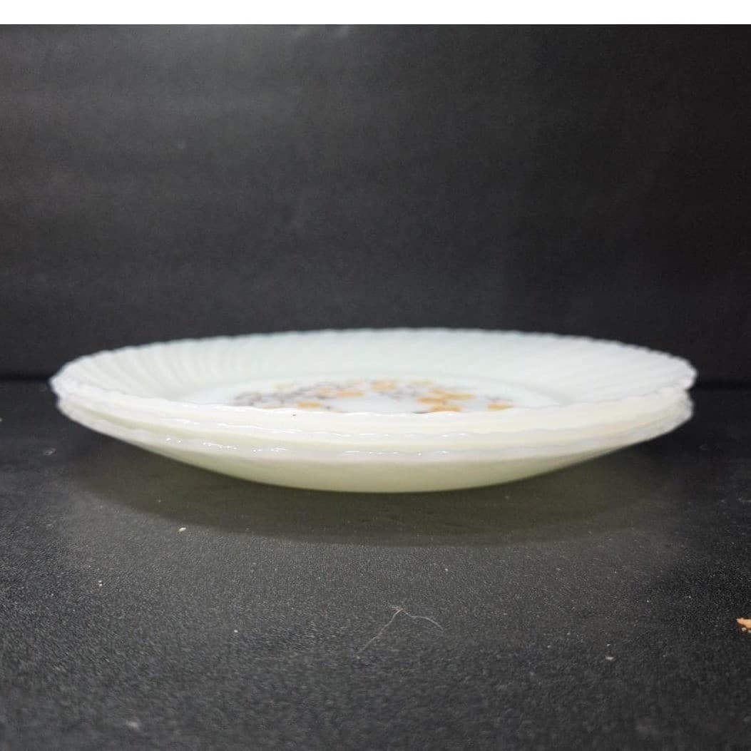 Termocrisa Milk Glass Dinner Plates, Set of 3, Vintage Yellow Floral Design - Thumbnail 9