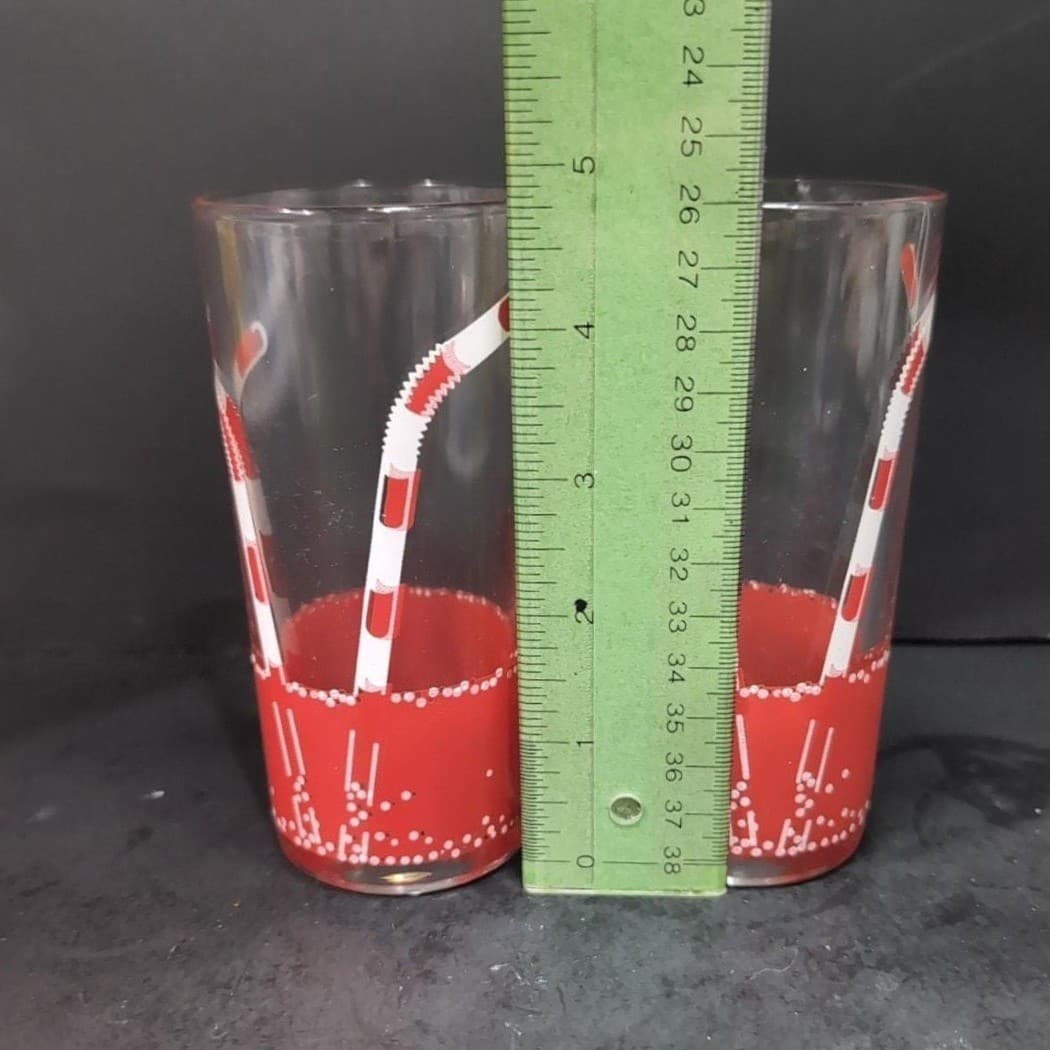 Retro Diner Drinking Glasses, Set of 2, Red Straws Design, Vintage Tumblers - Thumbnail 9