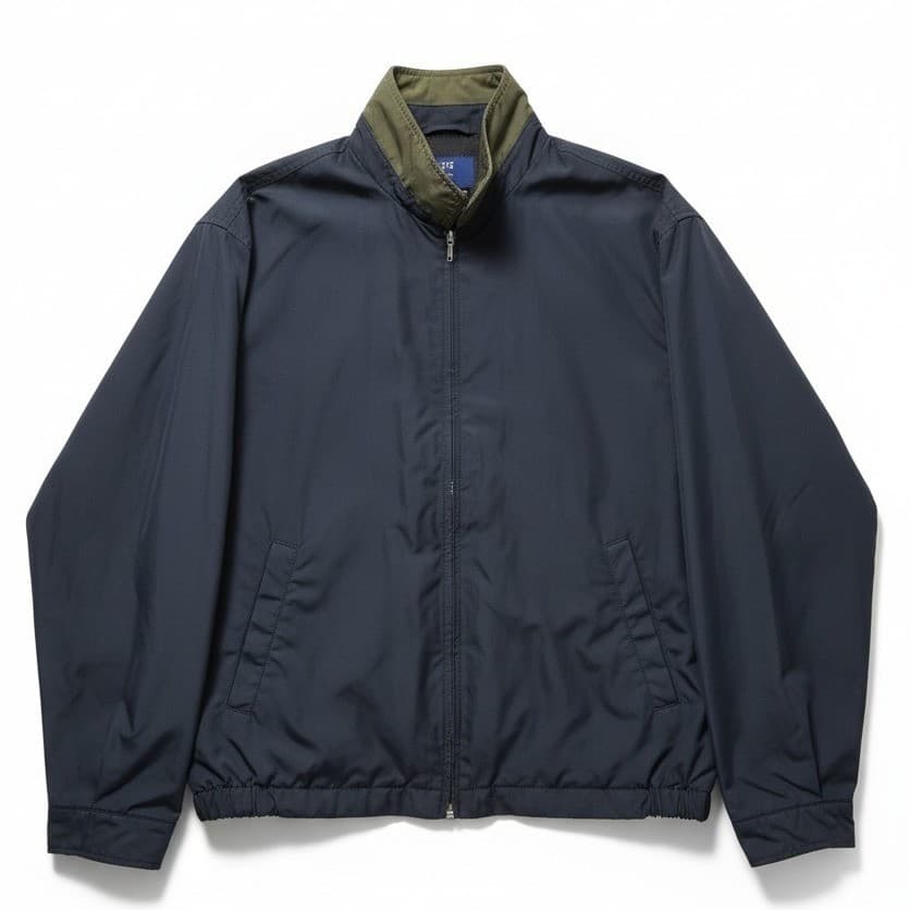 T. Harris London Navy Blue Harrington Jacket Full Zip, Men's XL Windbreaker