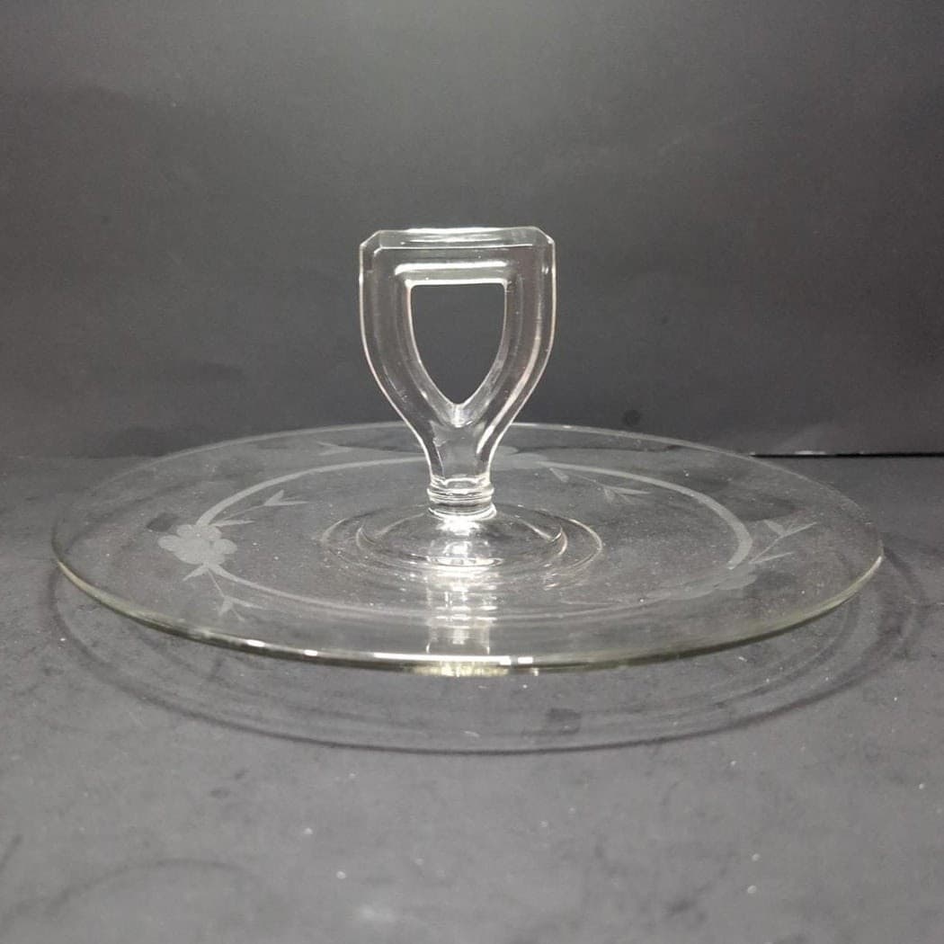 Crystal Clear Tidbit Snack Platter Tray, Vintage Sandwich Dish, Center Handle - Thumbnail 9