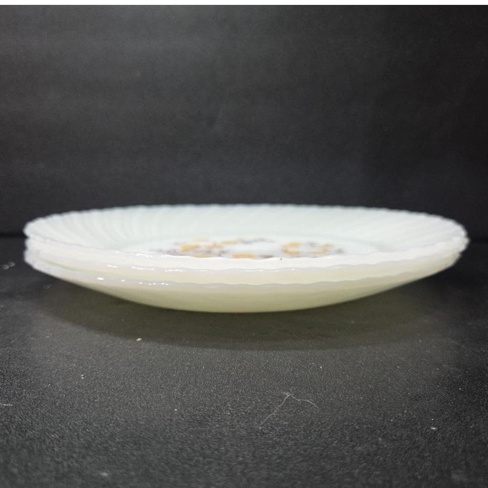 Termocrisa Milk Glass Dinner Plates, Set of 3, Vintage Yellow Floral Design - Thumbnail 7