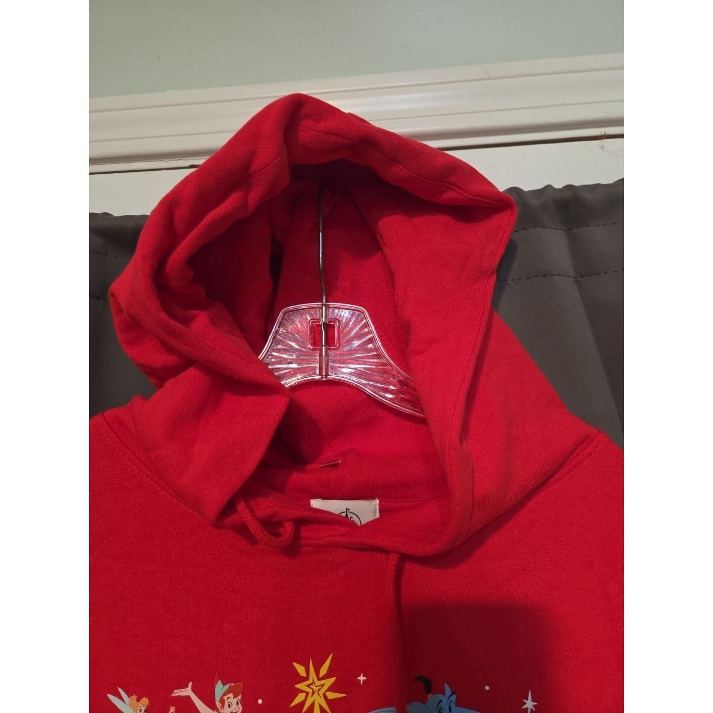 Disney Christmas Hoodie Red Graphic Pullover XL Alice Genie Dumbo Peter Pan - Thumbnail 6