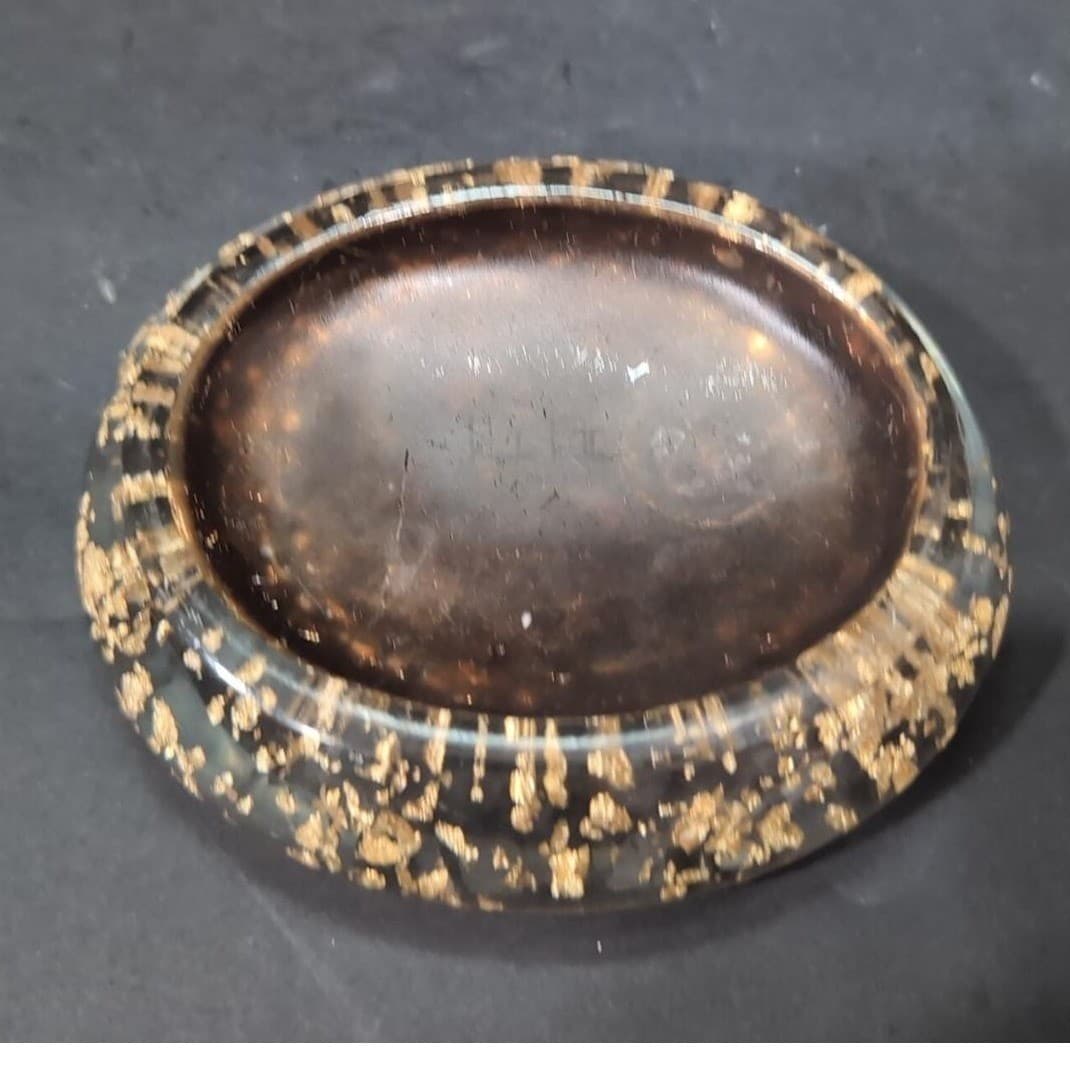 Nicole Miller Copper Flake Clear Lucite Soap Holder, Gold Bathroom Accessory - Thumbnail 3
