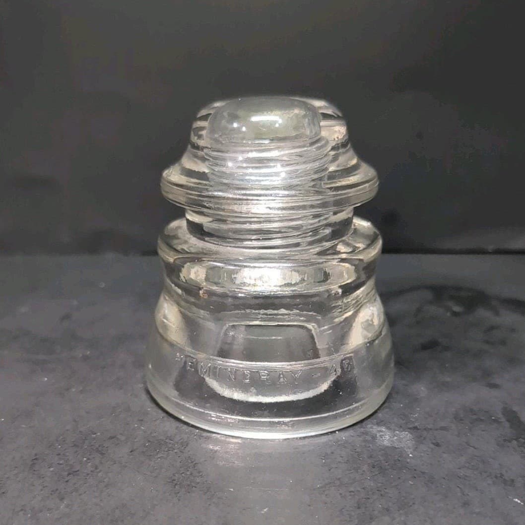 Hemingray 44 Vintage Insulators, 1940s Clear Glass Collectibles, Made in USA - Thumbnail 2