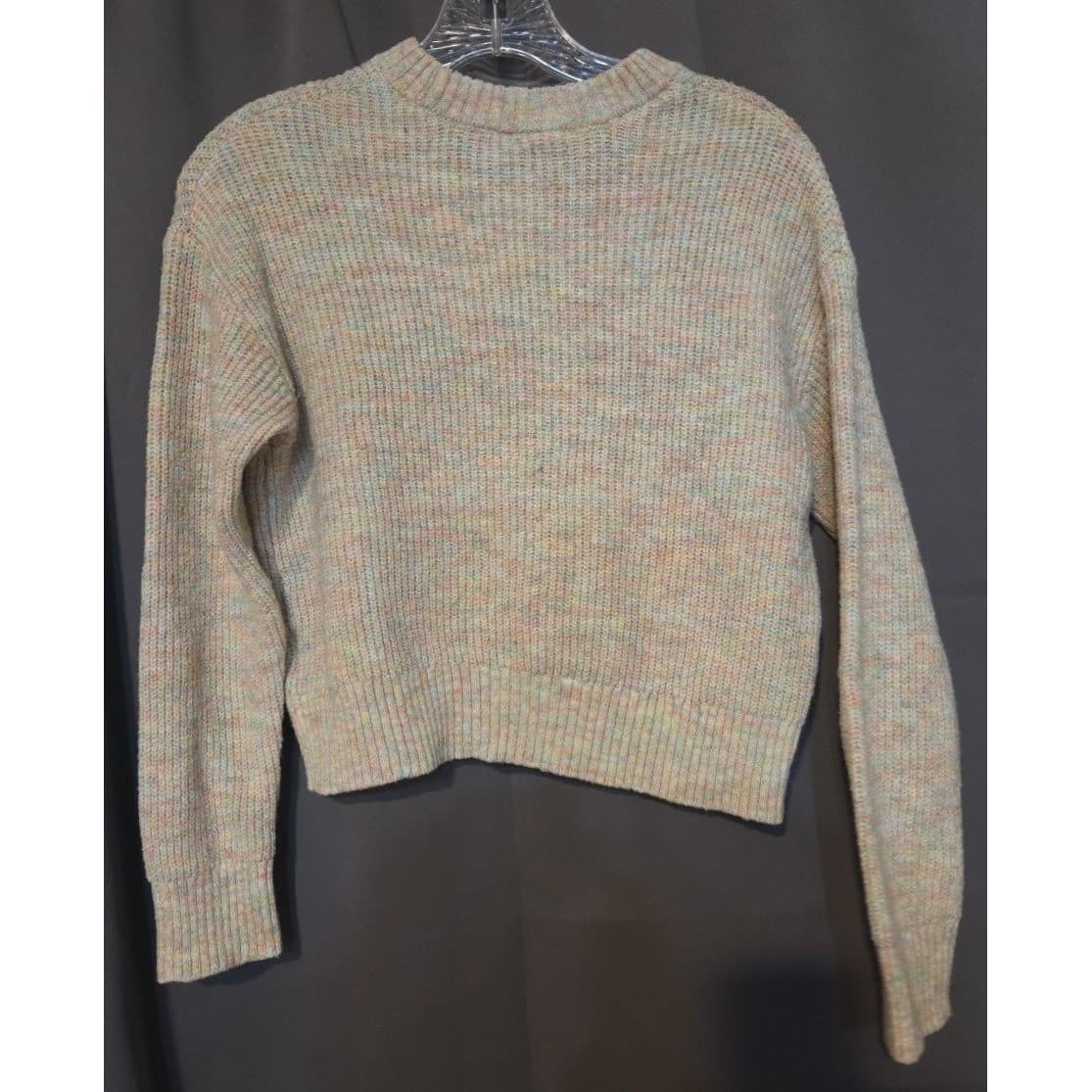 H&M Divided Multi Color Marled Ribbed Cropped Crewneck, Women's XS Sweater - Thumbnail 4
