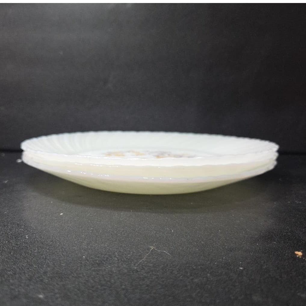 Termocrisa Milk Glass Dinner Plates, Set of 3, Vintage Yellow Floral Design - Thumbnail 8