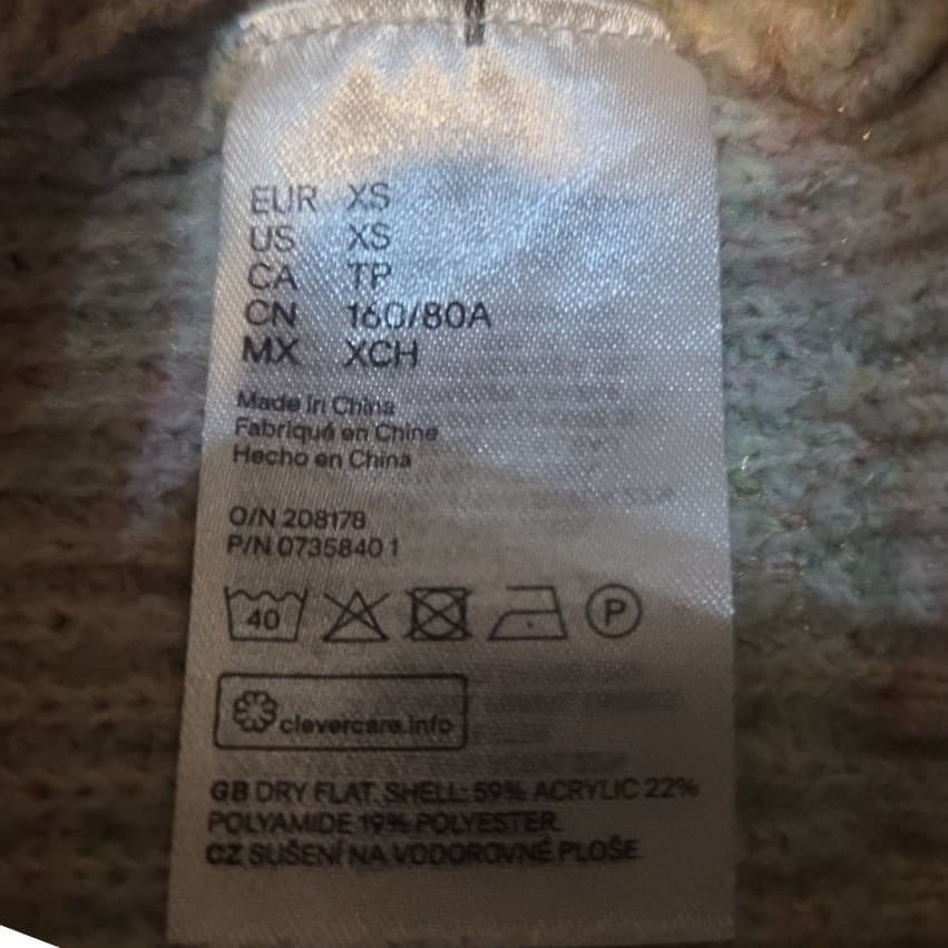 H&M Divided Multi Color Marled Ribbed Cropped Crewneck, Women's XS Sweater - Thumbnail 6