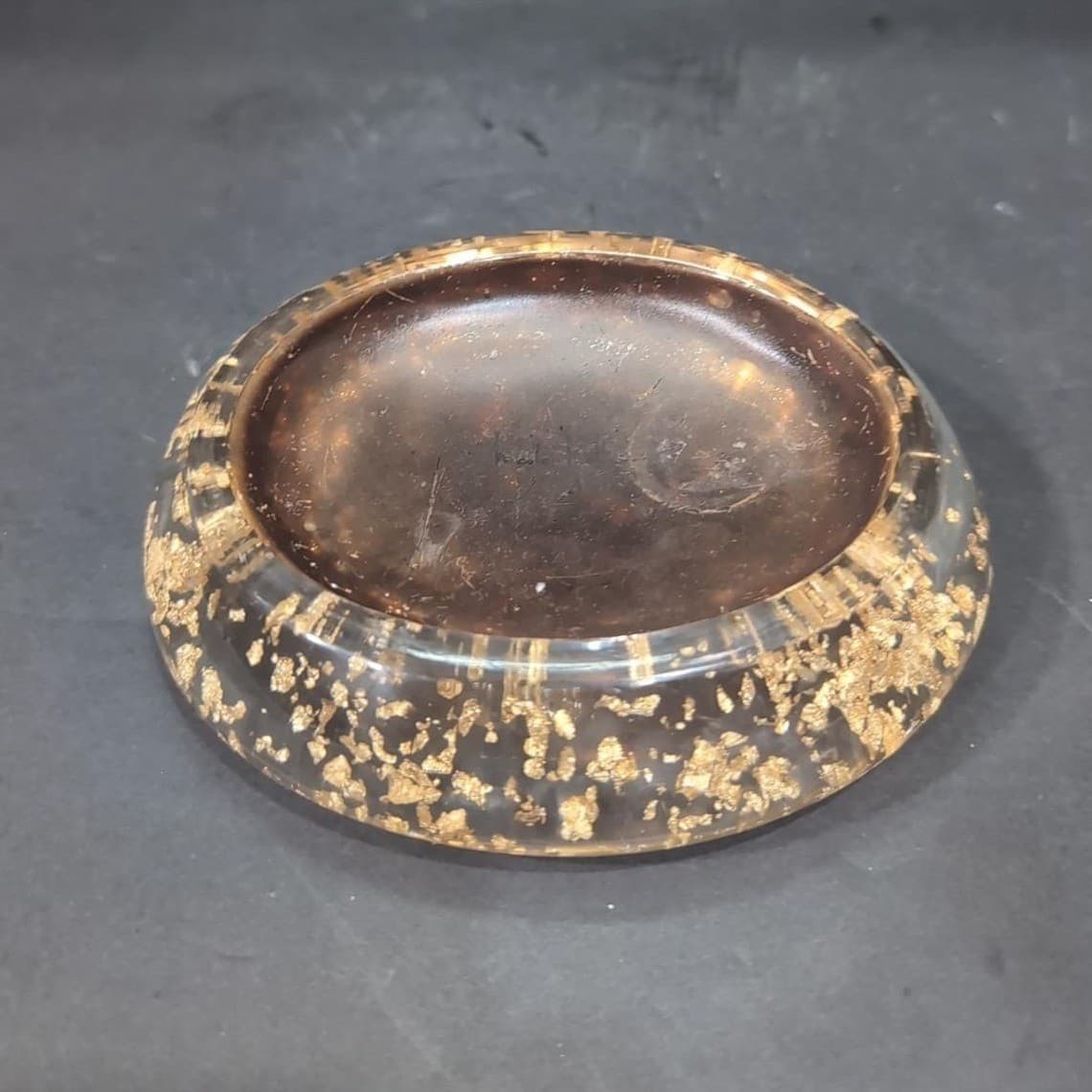 Nicole Miller Copper Flake Clear Lucite Soap Holder, Gold Bathroom Accessory - Thumbnail 2