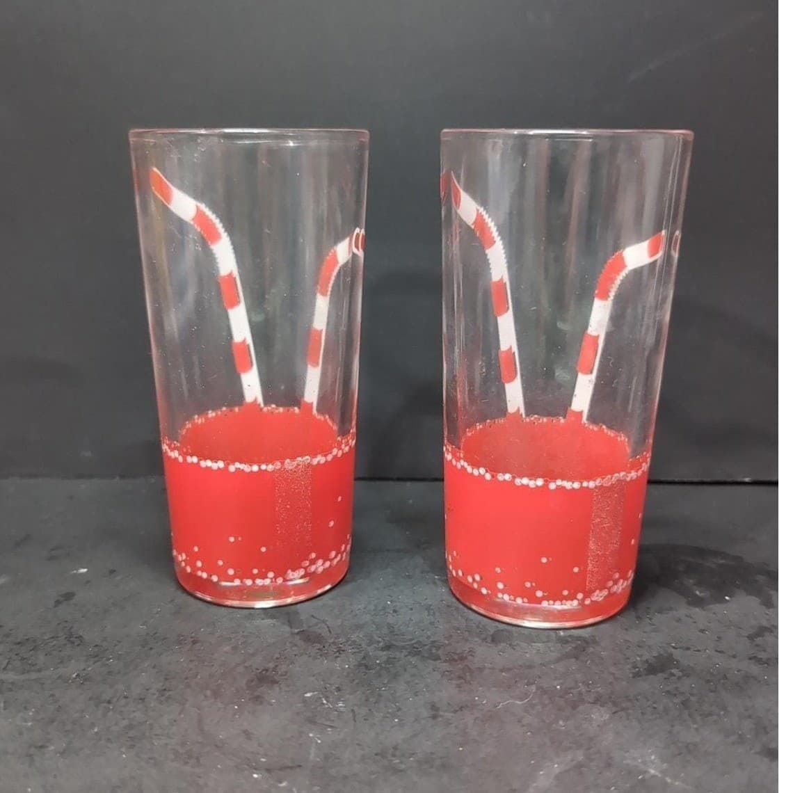 Retro Diner Drinking Glasses, Set of 2, Red Straws Design, Vintage Tumblers - Thumbnail 4