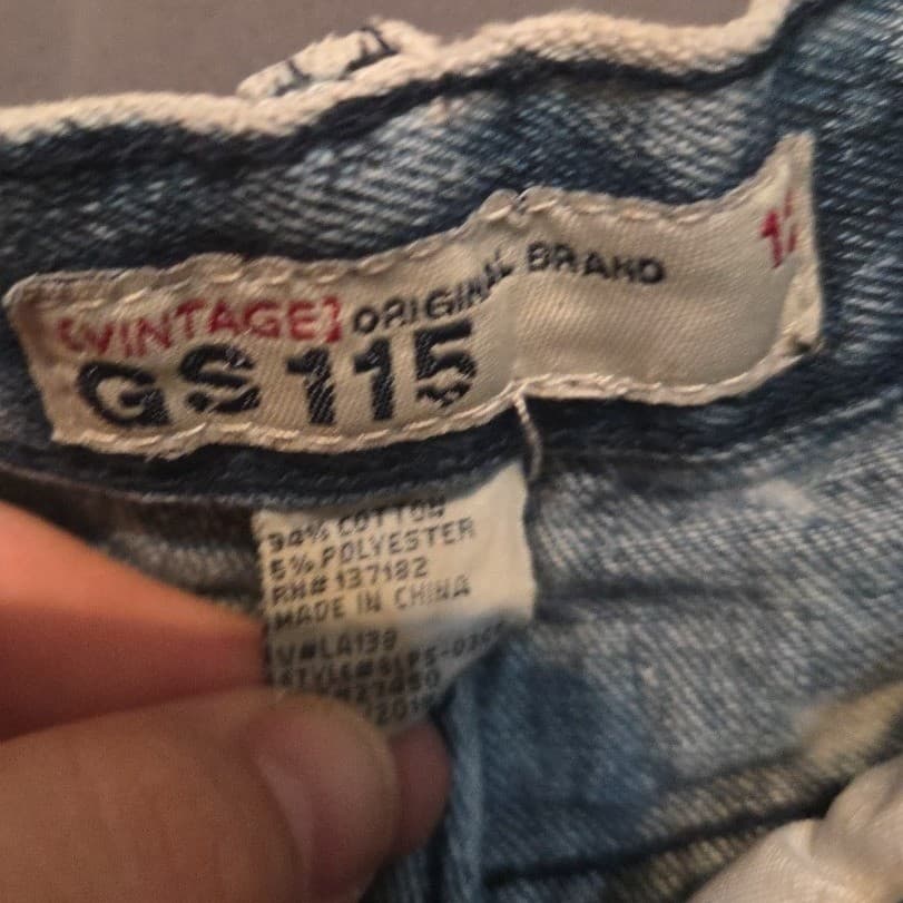 GS115 Money Print Acid Wash Denim Shorts, Blue White, Kids Size 12 Streetwear - Thumbnail 7