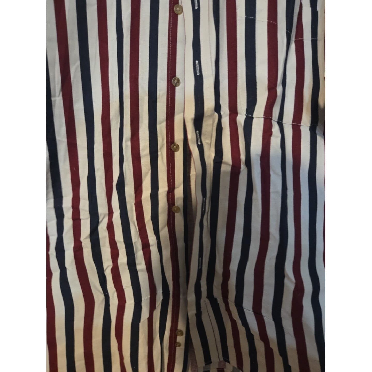 Alexander Martin Striped Short Sleeve Button Down, Men's XXL, Navy Red White - Thumbnail 6