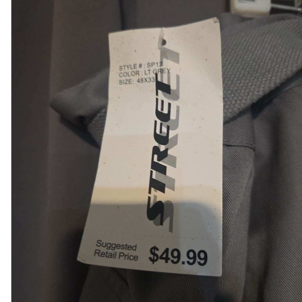 Street Light Grey Cargo Pants, Men's 48x33, Belted Utility Workwear, SP12 NWT - Thumbnail 6