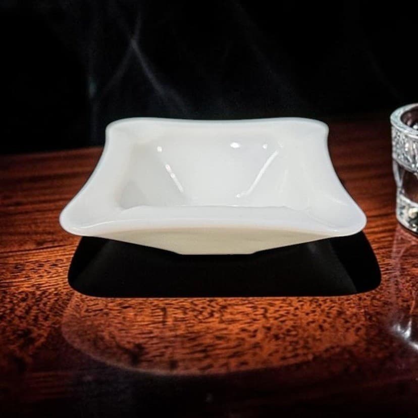 Milk Glass White Square Ashtray, Vintage Art Deco Decor, Replacement Tobacciana
