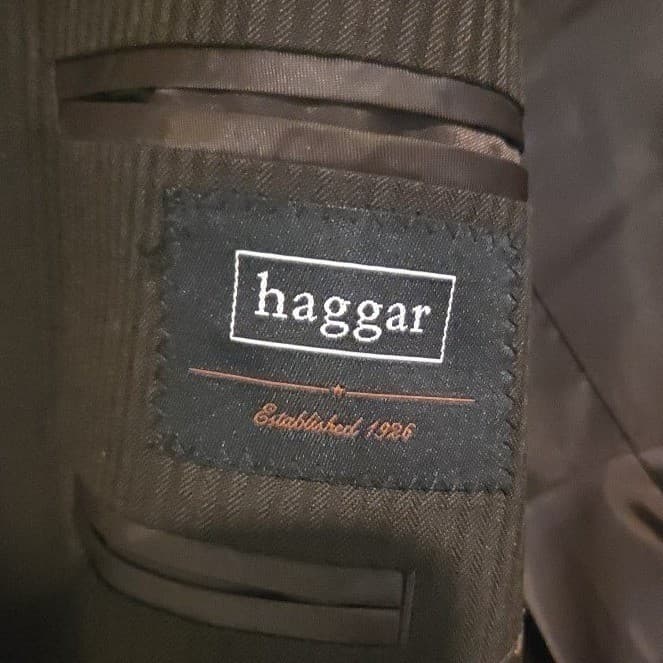 Haggar Brown Pinstripe Two Button Blazer, Men's 40R Sport Coat, Wool Blend - Thumbnail 5