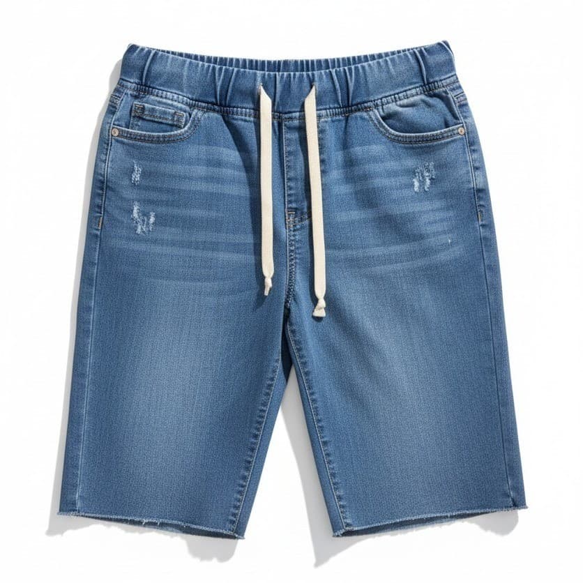 Energie Denim Bermuda Shorts, Medium Wash Elastic Waist, Woman's Size 9, Raw Hem