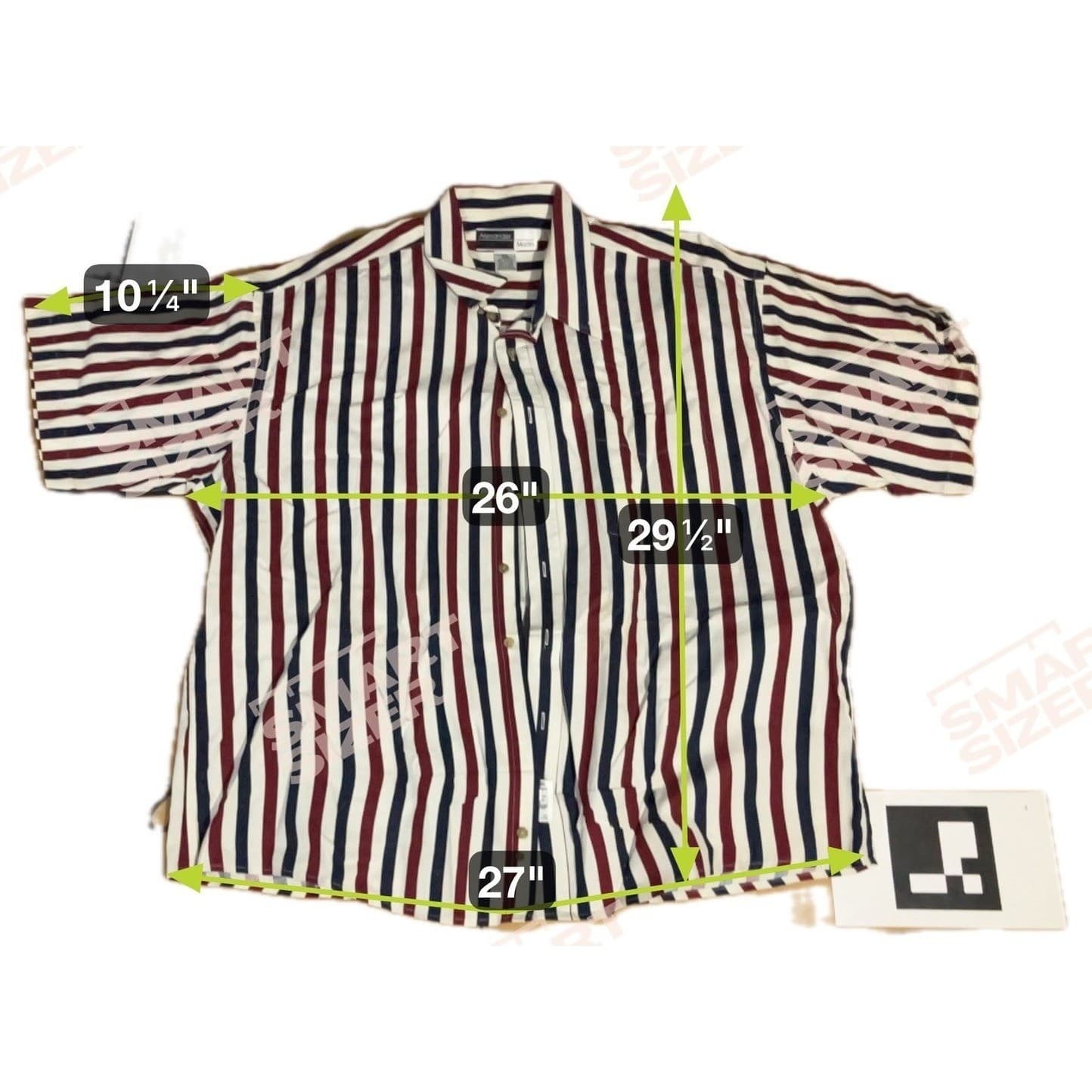 Alexander Martin Striped Short Sleeve Button Down, Men's XXL, Navy Red White - Thumbnail 2