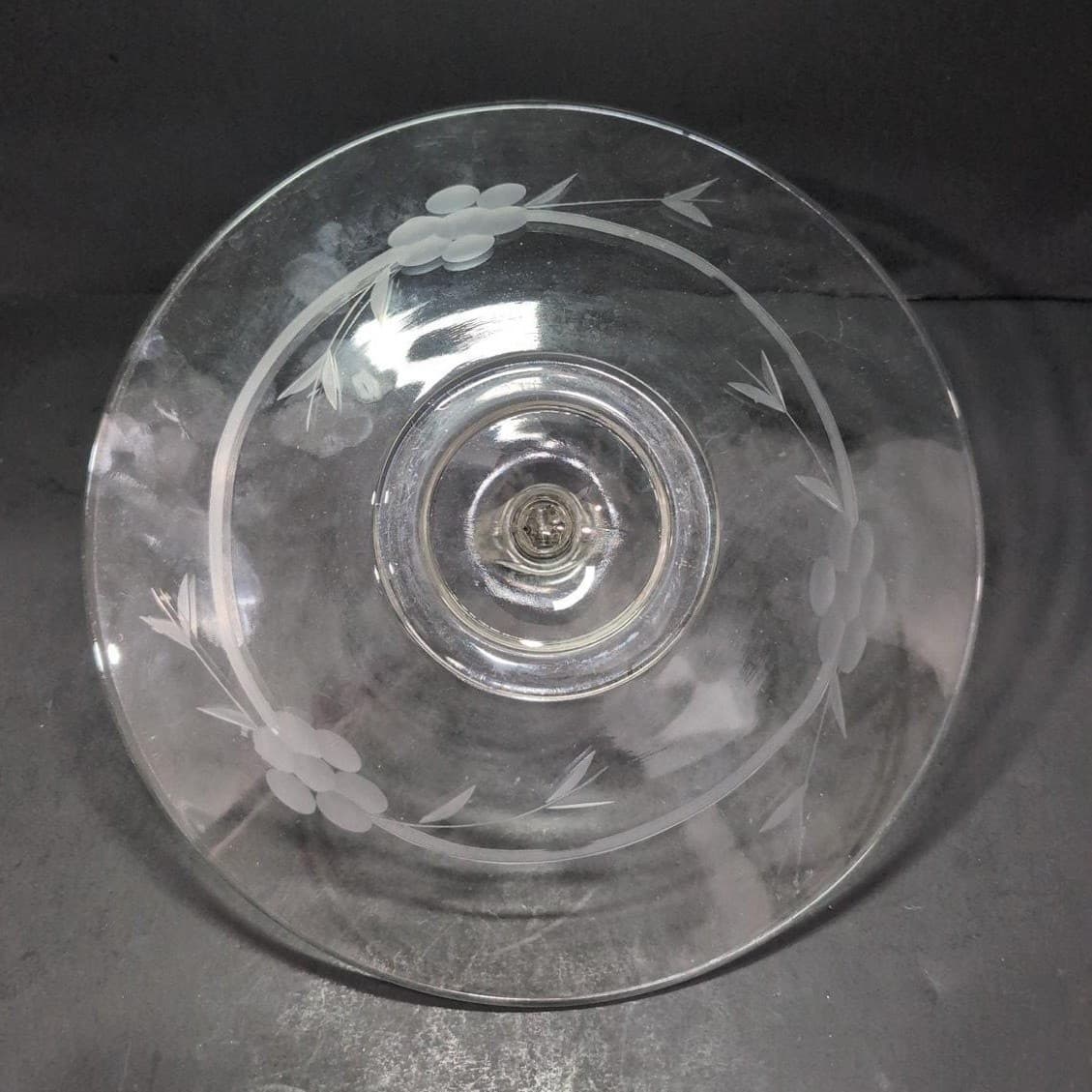 Crystal Clear Tidbit Snack Platter Tray, Vintage Sandwich Dish, Center Handle - Thumbnail 4